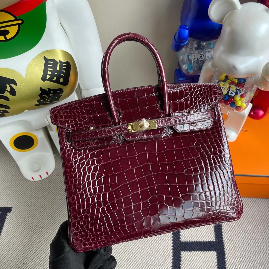 愛馬仕鉑金包價格及圖片 Hermes Birkin 25cm 57 Bordeaux 67 Vert Fonce 美洲鱷魚