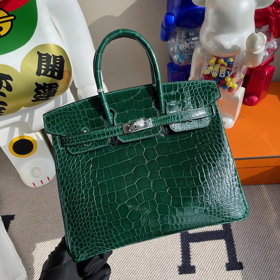 愛馬仕鉑金包價格及圖片 Hermes Birkin 25cm 57 Bordeaux 67 Vert Fonce 美洲鱷魚