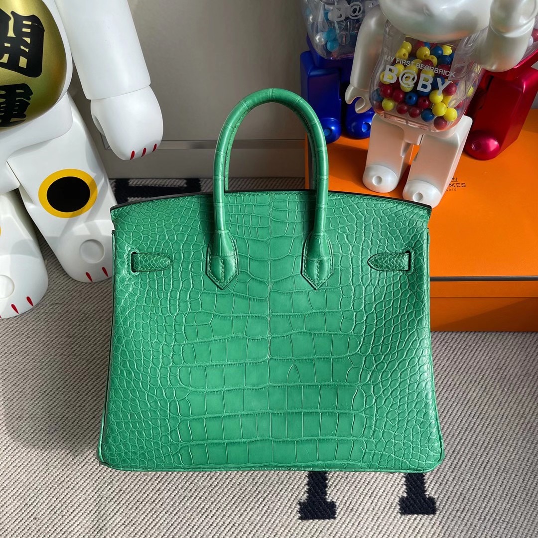 Hermes Birkin 25cm U4 Vert Verigo 7F Blue Paon 霧面方塊美洲鱷魚