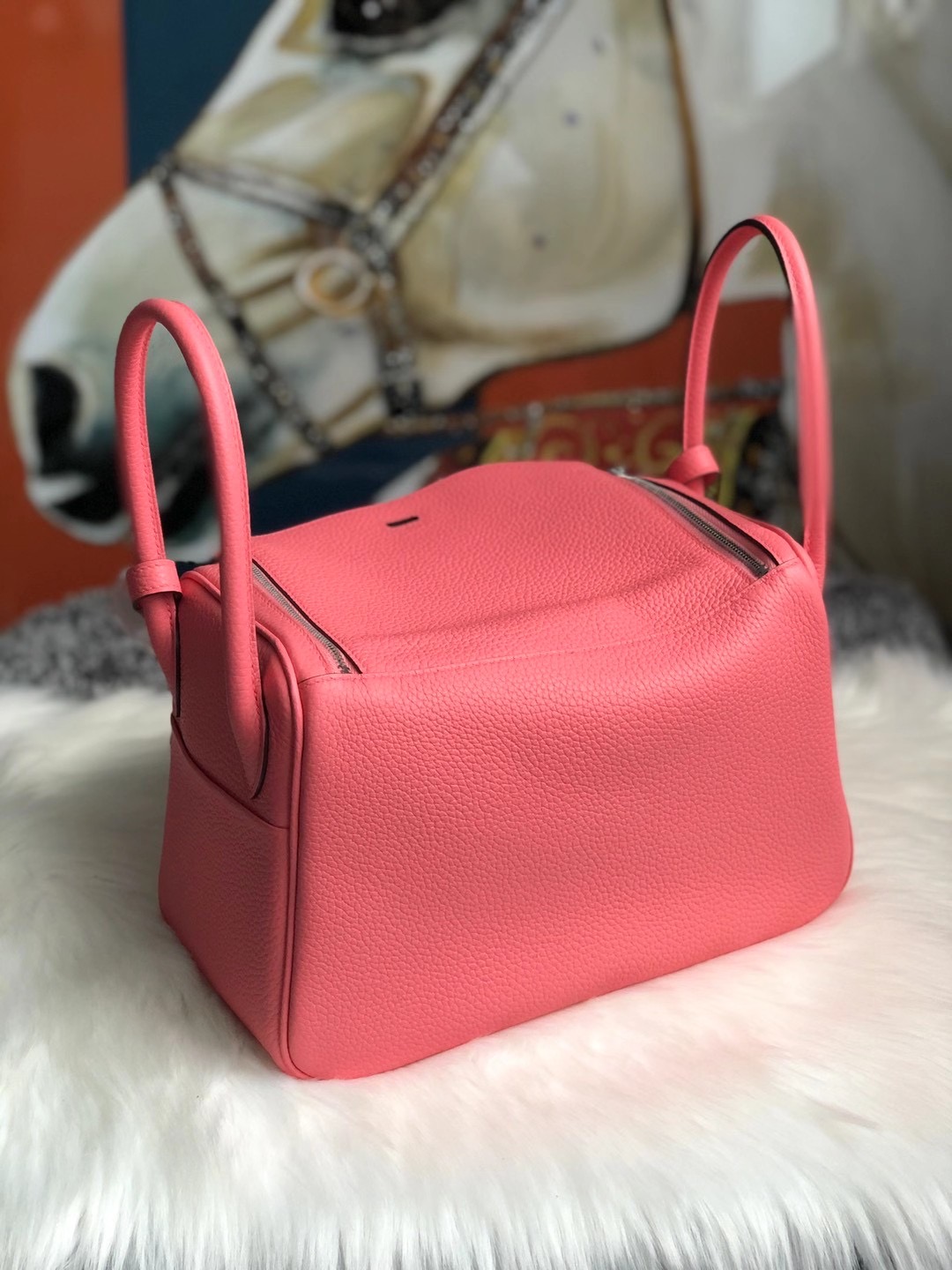 臺灣桃園市蘆竹區 Hermes Lindy 26cm U5 Rose Lipstick 唇膏粉 Clemence