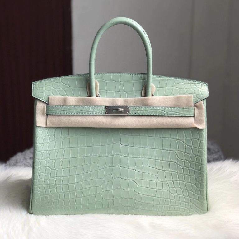  Hermes Birkin 35cm 6U Peppermint Green Crocodile Herm s 