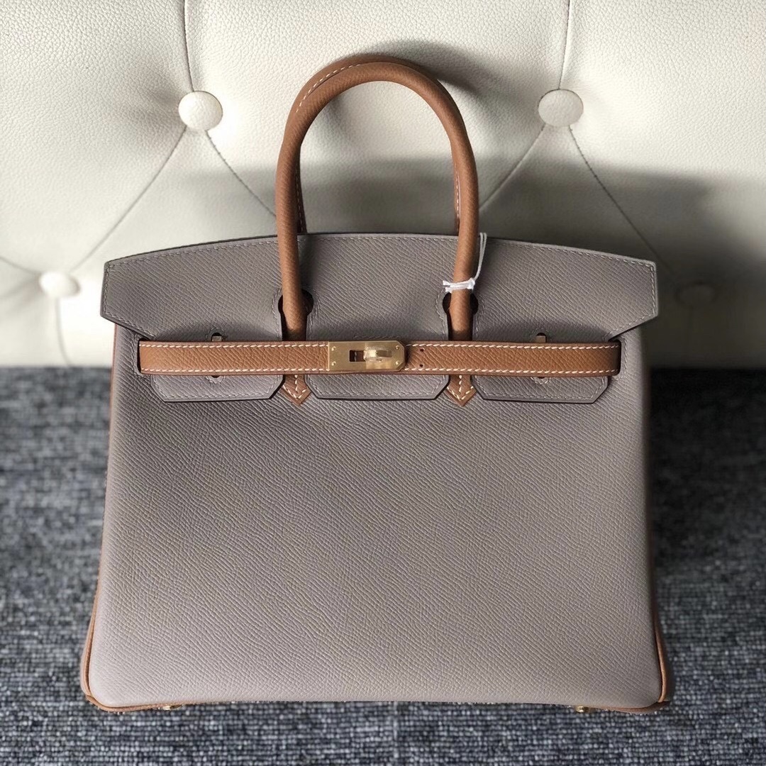 新北市深坑區 Hermes HSS Birkin 25cm M8 Griss Asphalte 37 Gold 金棕色