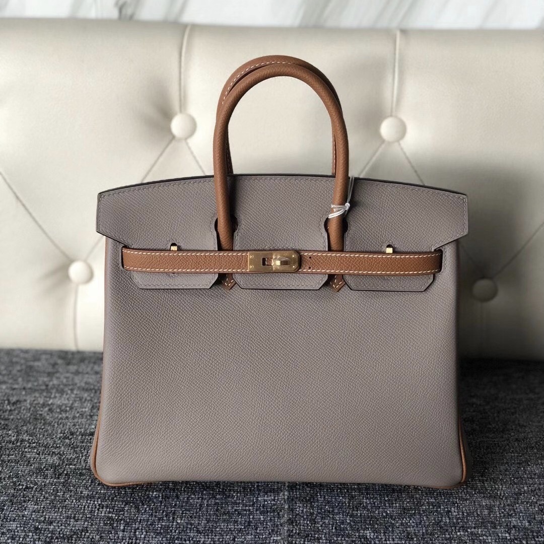 新北市深坑區 Hermes HSS Birkin 25cm M8 Griss Asphalte 37 Gold 金棕色