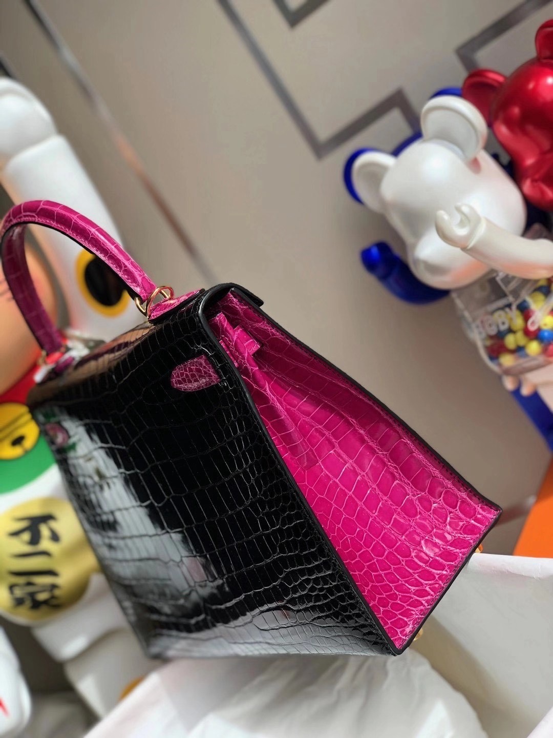 Hermes HSS Kelly 28cm J5 Rose Sheheraradez 天方夜譚粉紫/89 Noir 亮面澳洲灣鱷