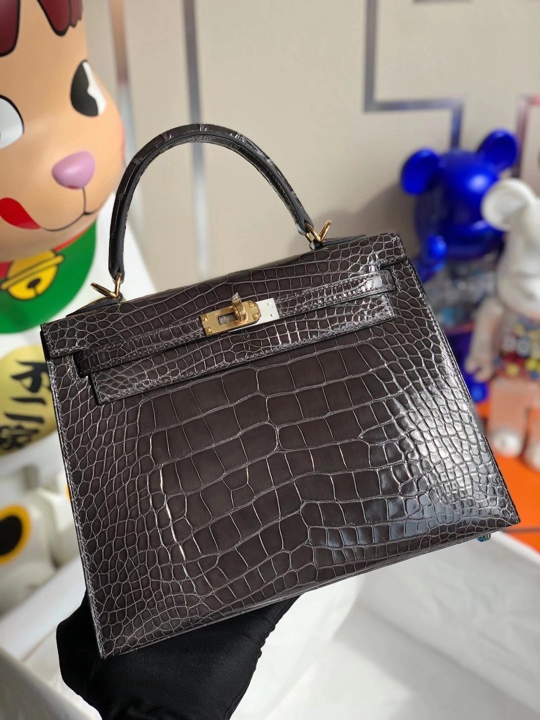 香港北區古洞 Hong Kong North Hermes Kelly 25cm 88 Graphite 石墨灰 亮面美洲鱷魚