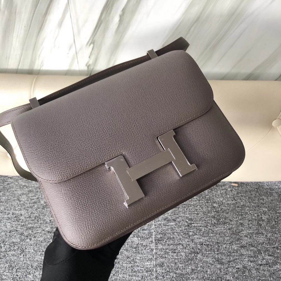 臺灣臺北市士林區 Hermes Constance 24cm Epsom 8F Etain 錫器灰