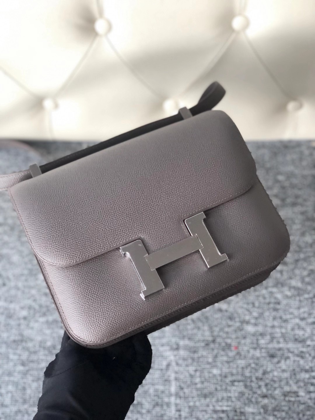 臺灣臺北市士林區 Hermes Constance 24cm Epsom 8F Etain 錫器灰