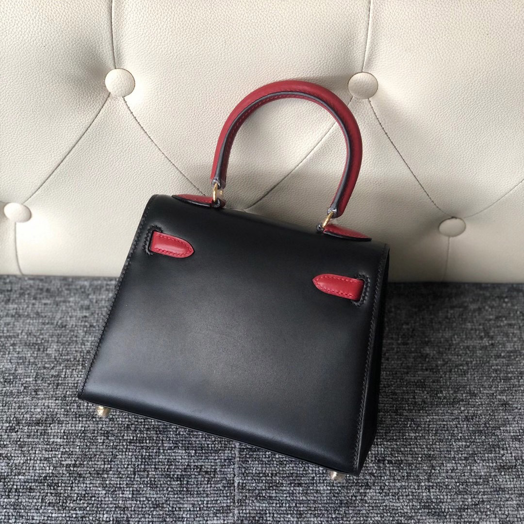 Taiwan Hermes kelly 20cm 大耳朵 BOX 89 Noir 拼色 Q5 Rose casaque 國旗紅