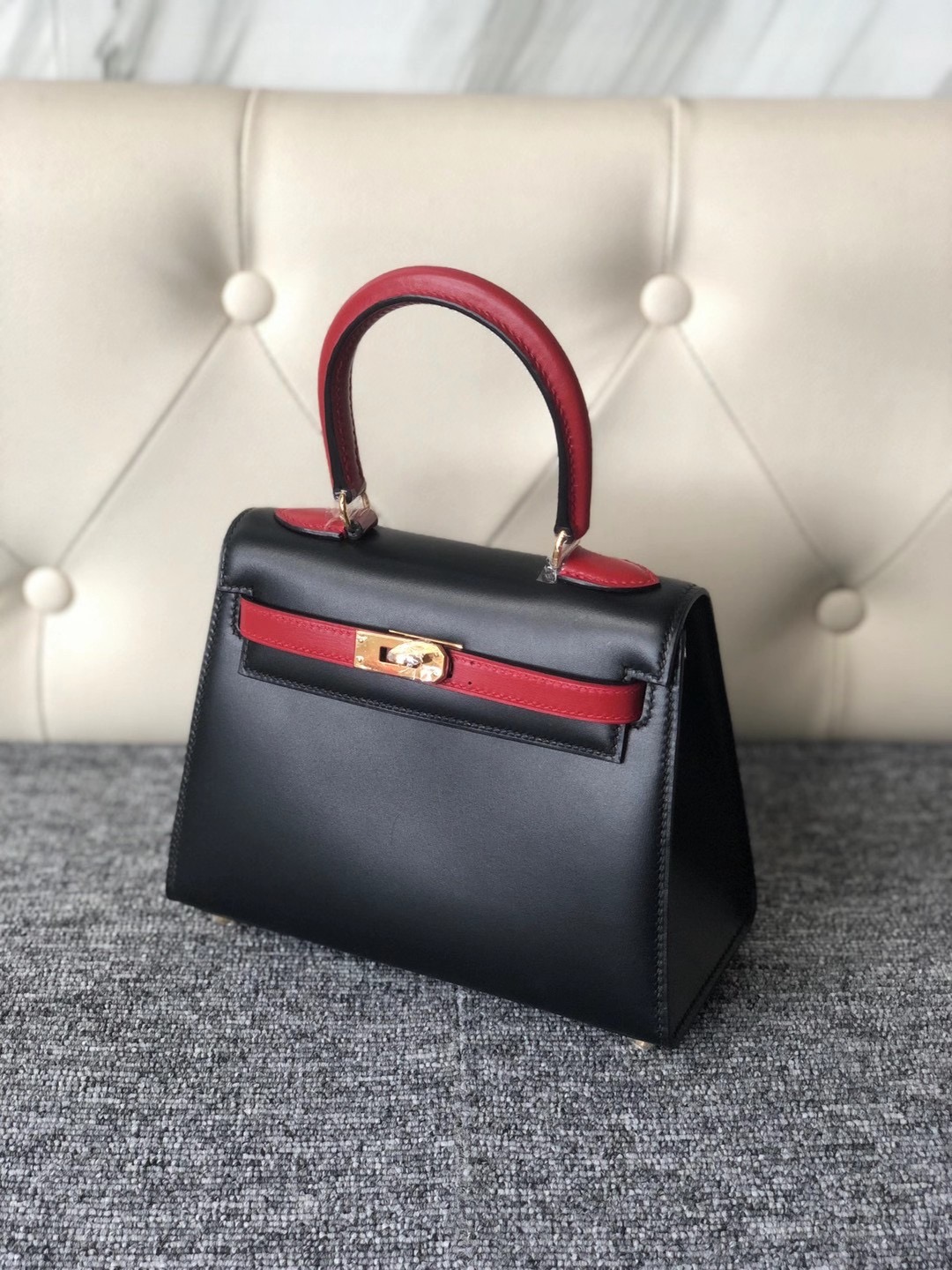 Taiwan Hermes kelly 20cm 大耳朵 BOX 89 Noir 拼色 Q5 Rose casaque 國旗紅