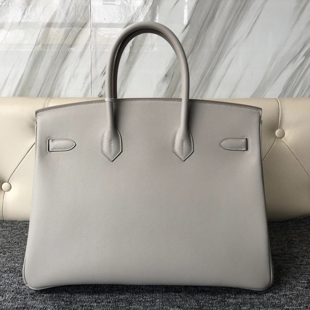 Taiwan Hermes Handbag Birkin 35cm Evercolor 80 Gris Perle 珍珠灰