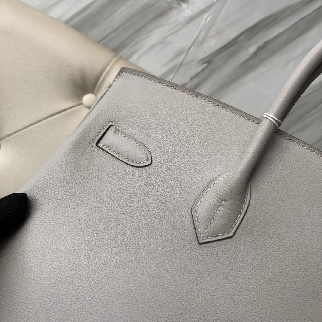 Taiwan Hermes Handbag Birkin 35cm Evercolor 80 Gris Perle 珍珠灰