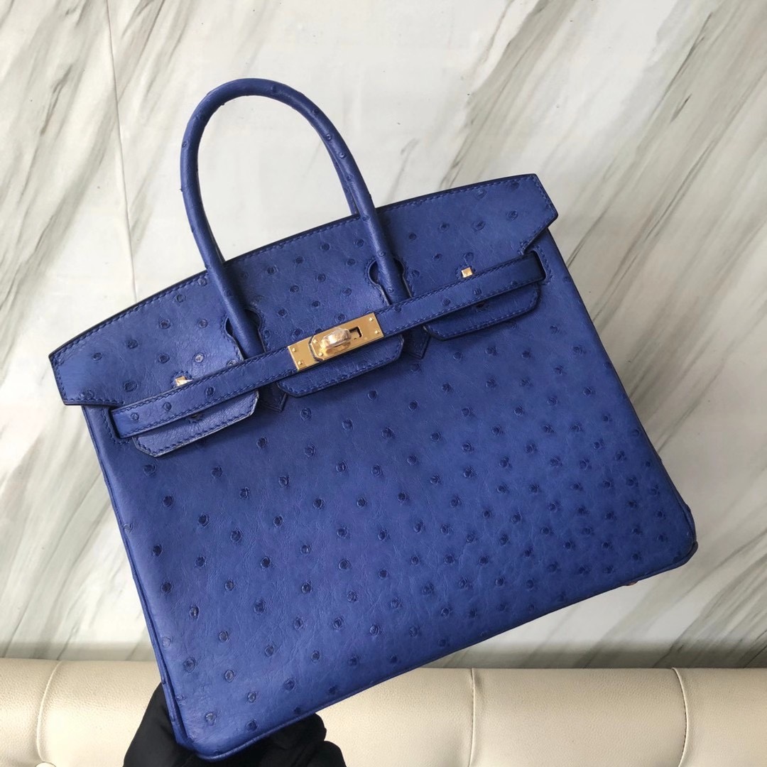 愛馬仕鉑金包有哪幾種尺寸 Taiwan Hermes Birkin 25cm Ostrich 7T Blue electric 電光藍