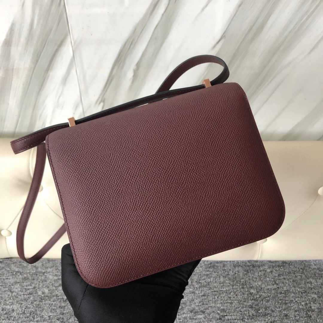 Taiwan Hermes Constance 19cm 57 Bordeaux 波爾多酒紅 Epsom 玫瑰金扣