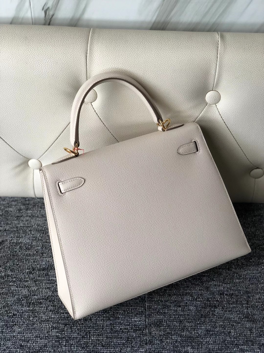 Taiwan Hermes Kelly 25cm Epsom CK10 Craie 奶昔白 內拼 Z6 Malachite 孔雀綠