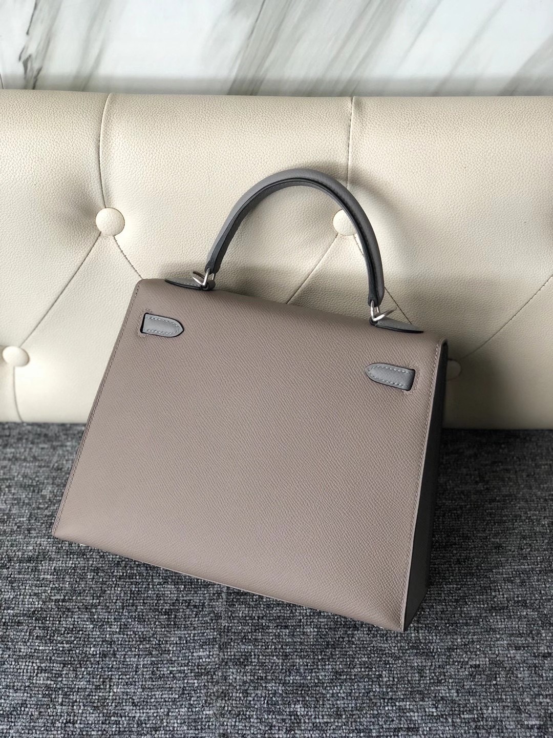 Taiwan Hermes Kelly 25cm Hss Epsom M8 Griss Asphalte/4Z Girls Mouette