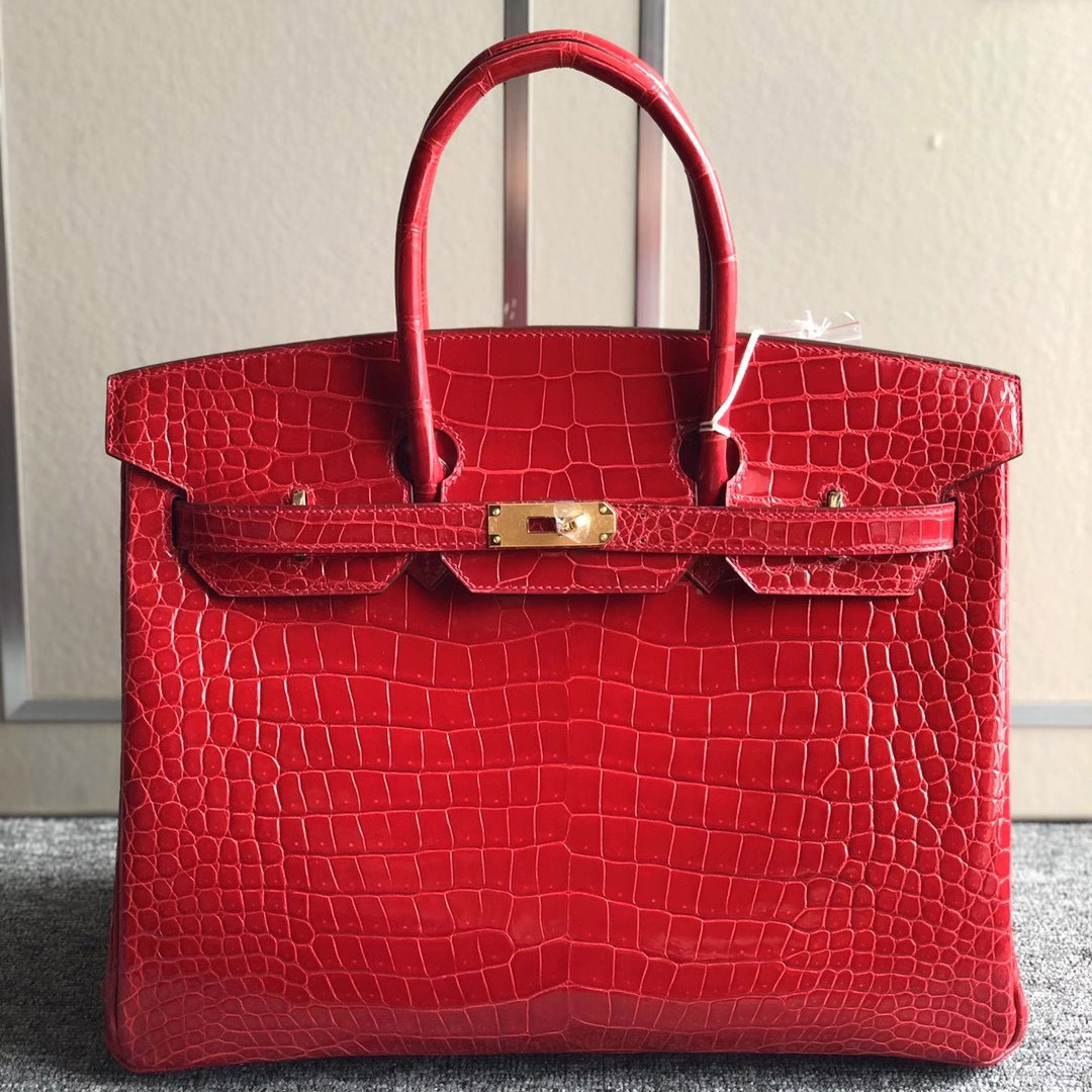 愛馬仕鉑金包定制價格 Hermes Birkin 35cm 95 Braise 法拉利紅 Porosus Crocodile