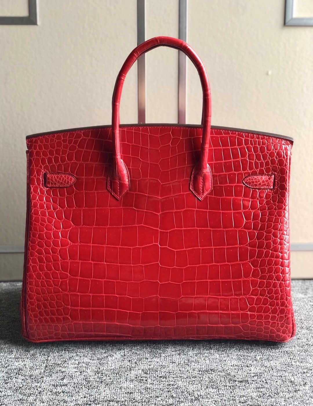 愛馬仕鉑金包定制價格 Hermes Birkin 35cm 95 Braise 法拉利紅 Porosus Crocodile