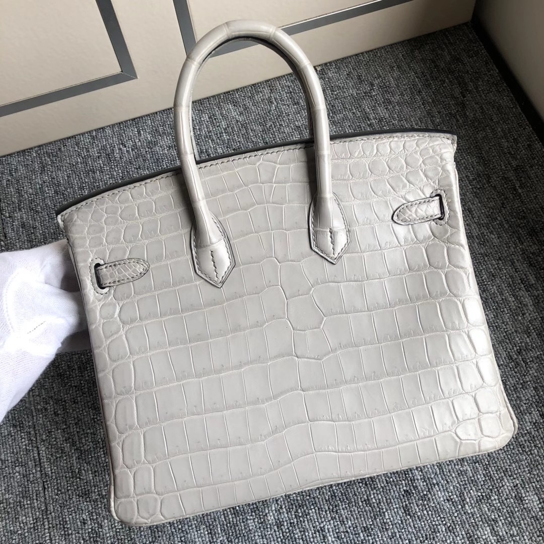 臺灣臺中市北屯區 Hermes Birkin 25cm Matte Nilo Crocodile 80 Gris Perle 珍珠灰