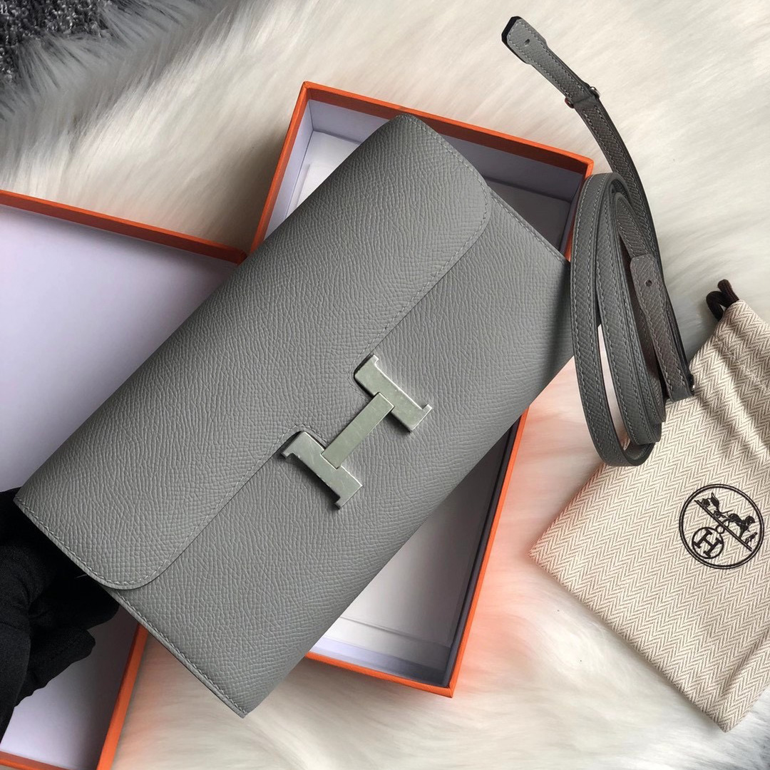 Hermes Constance long wallet to go WOC Epsom 4Z 海鷗灰 Girls Mouette