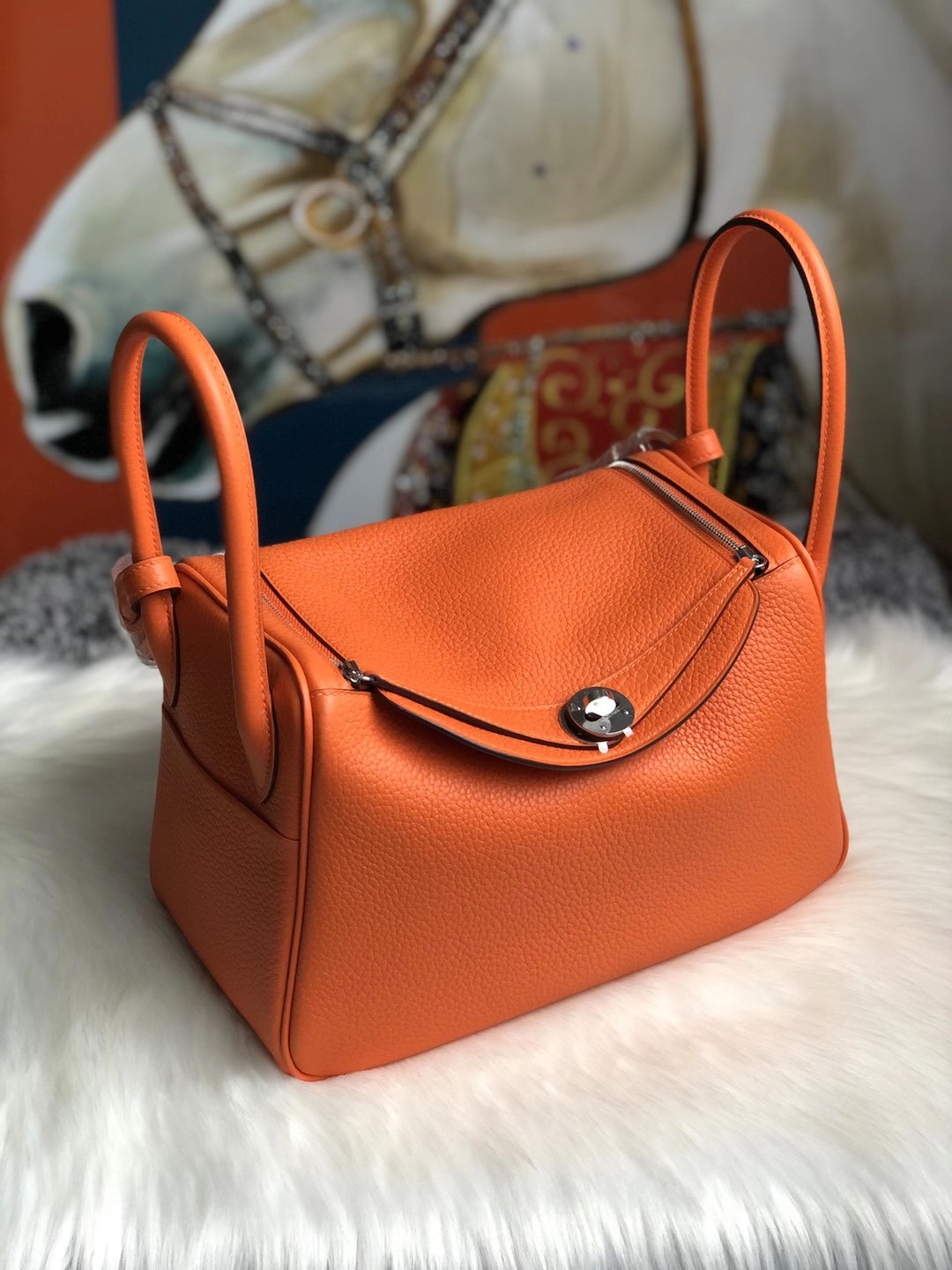 臺灣桃園市蘆竹區 愛馬仕琳迪包 Hermes Lindy 26cm 93 Orange 橙色 Clemence