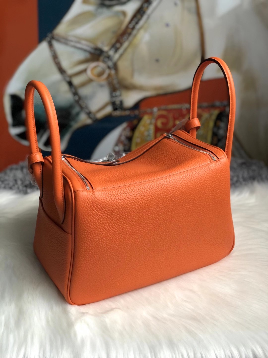 Hermes Lindy 26 Bag CC18 Etoupe And CK93 Orange Clemence GHW