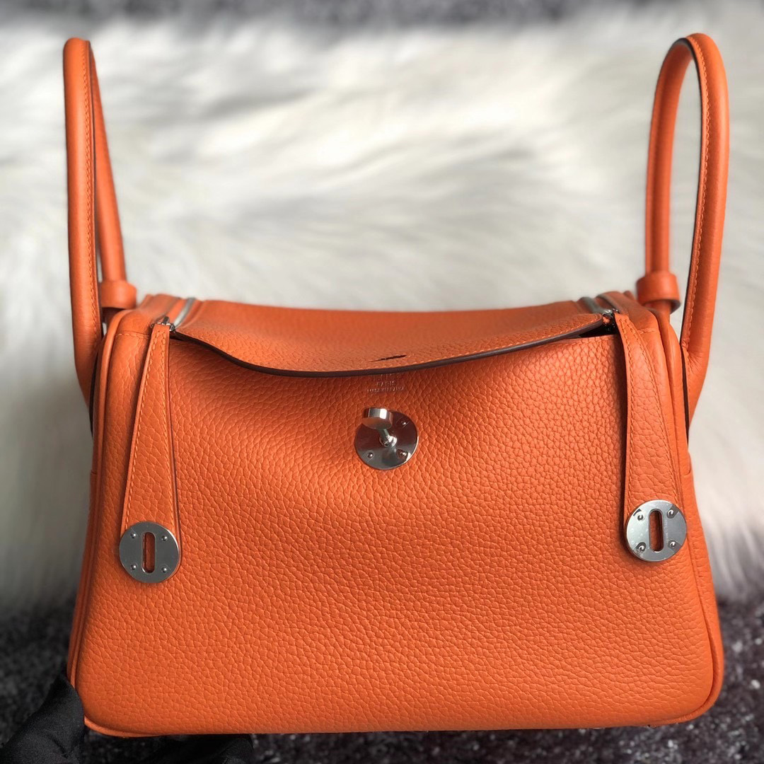 臺灣桃園市蘆竹區 愛馬仕琳迪包 Hermes Lindy 26cm 93 Orange 橙色 Clemence