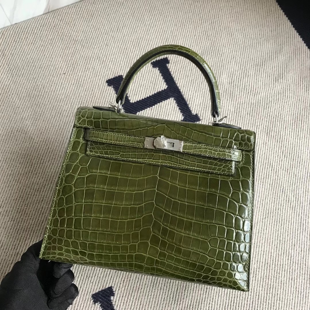 新北市淡水區愛馬仕包包 Hermes Kelly 25cm 6H Olive green 橄欖綠 尼羅鱷魚