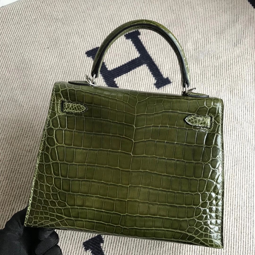 新北市淡水區愛馬仕包包 Hermes Kelly 25cm 6H Olive green 橄欖綠 尼羅鱷魚