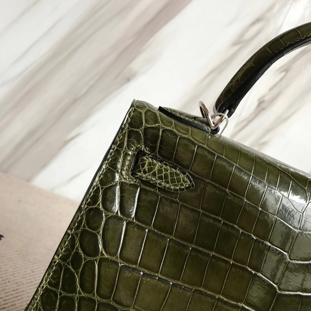 新北市淡水區愛馬仕包包 Hermes Kelly 25cm 6H Olive green 橄欖綠 尼羅鱷魚