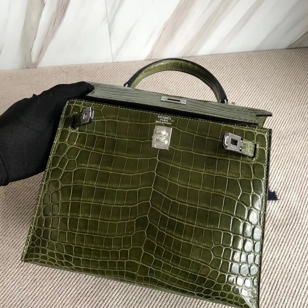 新北市淡水區愛馬仕包包 Hermes Kelly 25cm 6H Olive green 橄欖綠 尼羅鱷魚