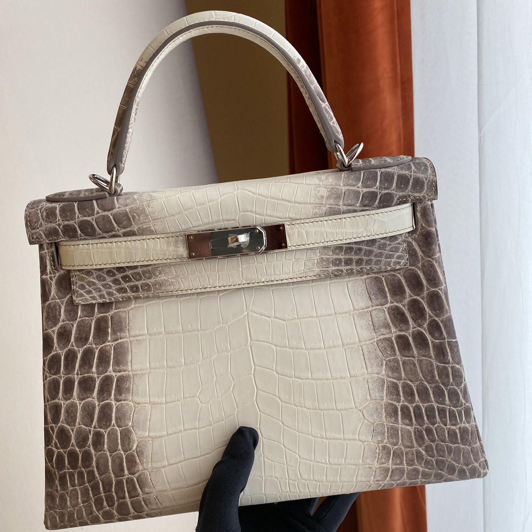 新竹市 愛馬仕喜馬拉雅 凱莉包28寸多少錢 Hermes Kelly 28cm Himalayan White Niloticus Crocodile