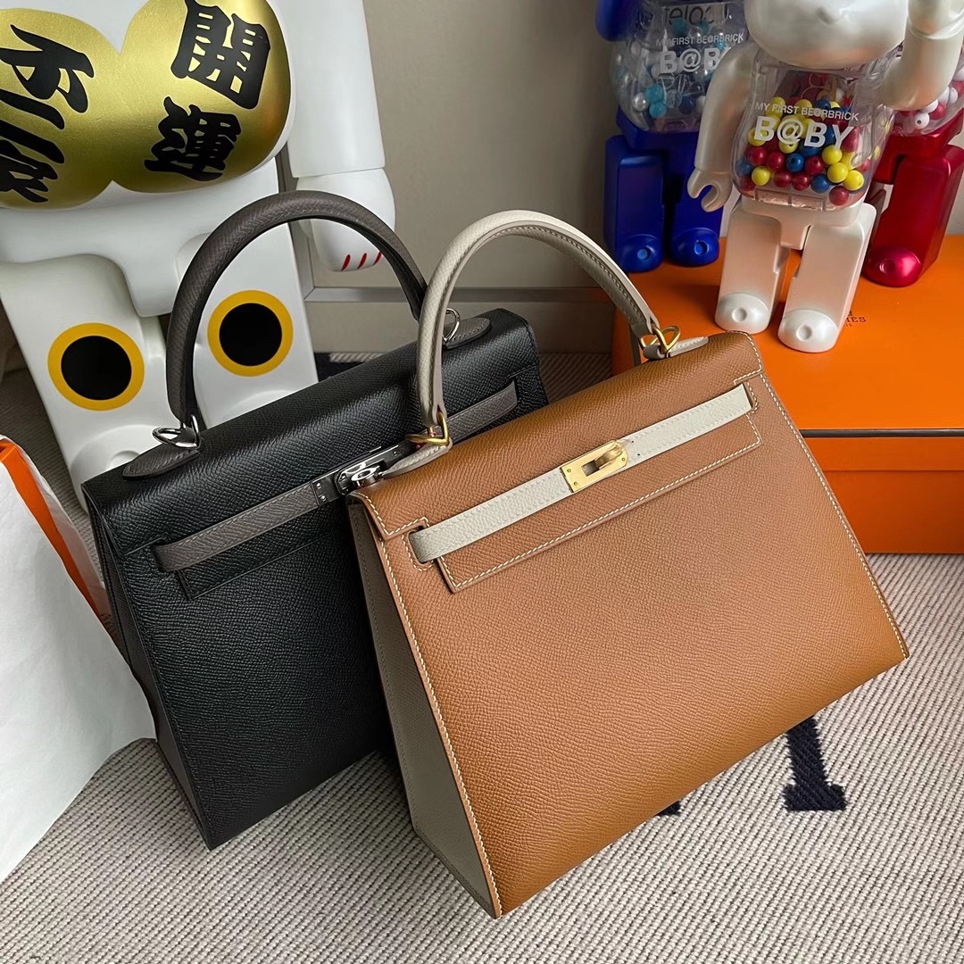 香港東區柴灣 Hermes Kelly 25cm Hss Epsom CC89 黑色 Noir 8F Etain 錫器灰