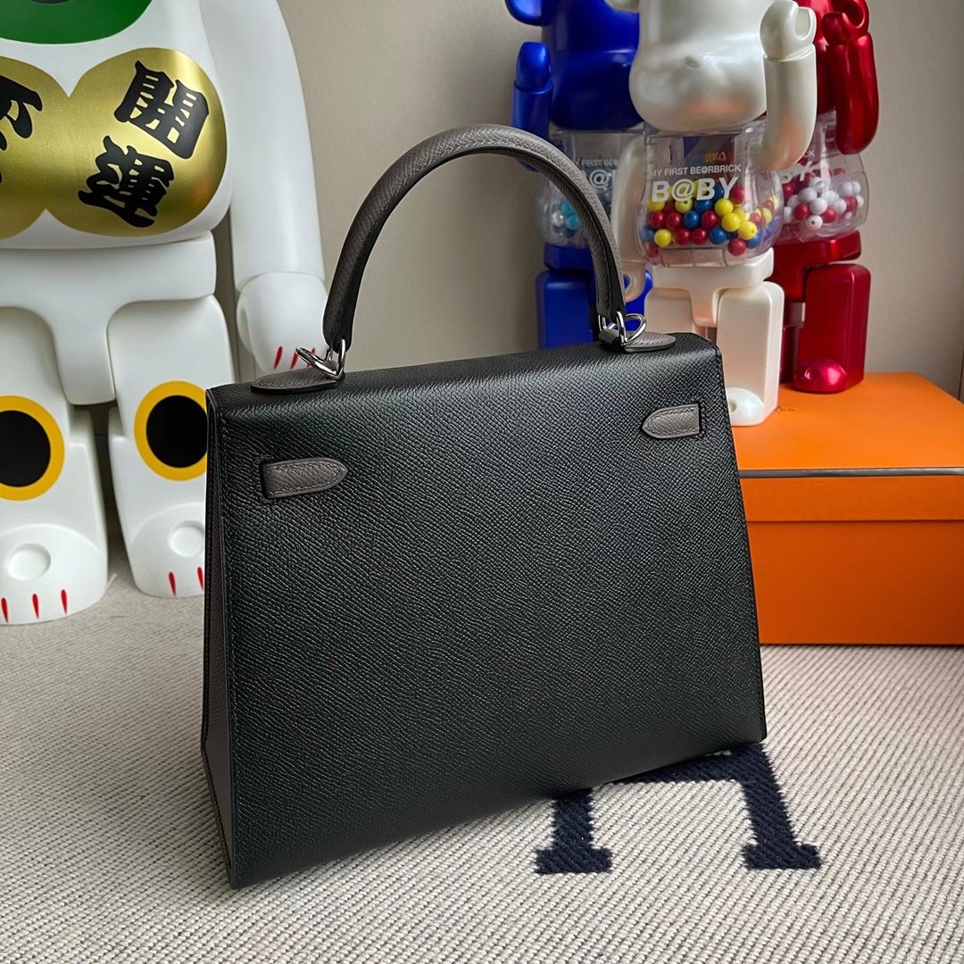 香港東區柴灣 Hermes Kelly 25cm Hss Epsom CC89 黑色 Noir 8F Etain 錫器灰