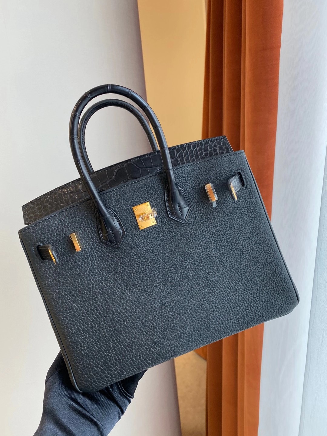 元朗區元朗愛馬仕2021年Z刻 Hermes Birkin 25cm Touch CC89 Noir  Togo 美洲鱷魚