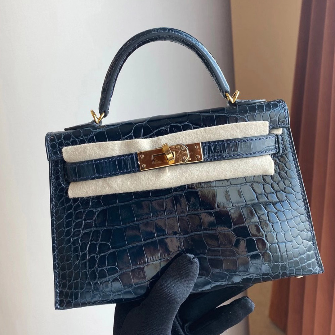 香港灣仔區銅鑼灣 跑馬地 Hermes kelly mini II CC76 深海藍 Blue Indigo 亮面美洲鱷魚