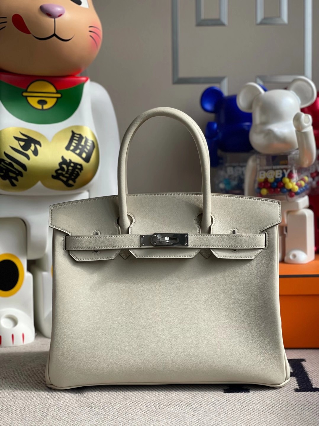 香港南區石澳 赤柱 Hermes Birkin 30cm CK10 Craie 奶昔白 Swift calfskin 银扣