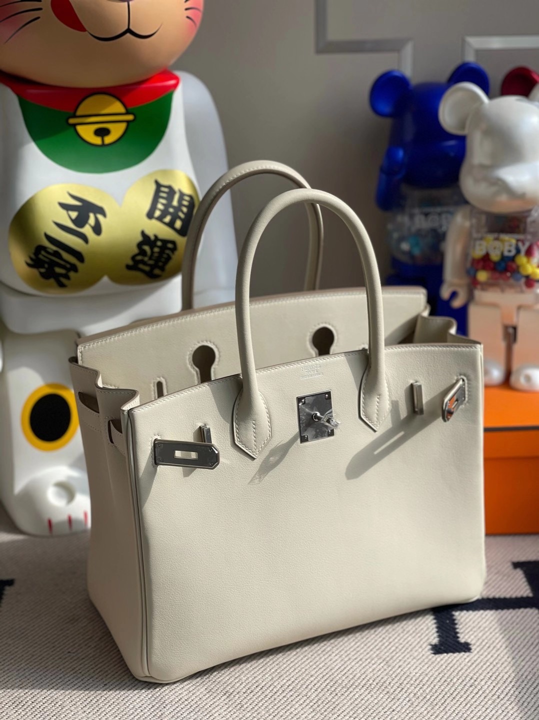 香港南區石澳 赤柱 Hermes Birkin 30cm CK10 Craie 奶昔白 Swift calfskin 银扣