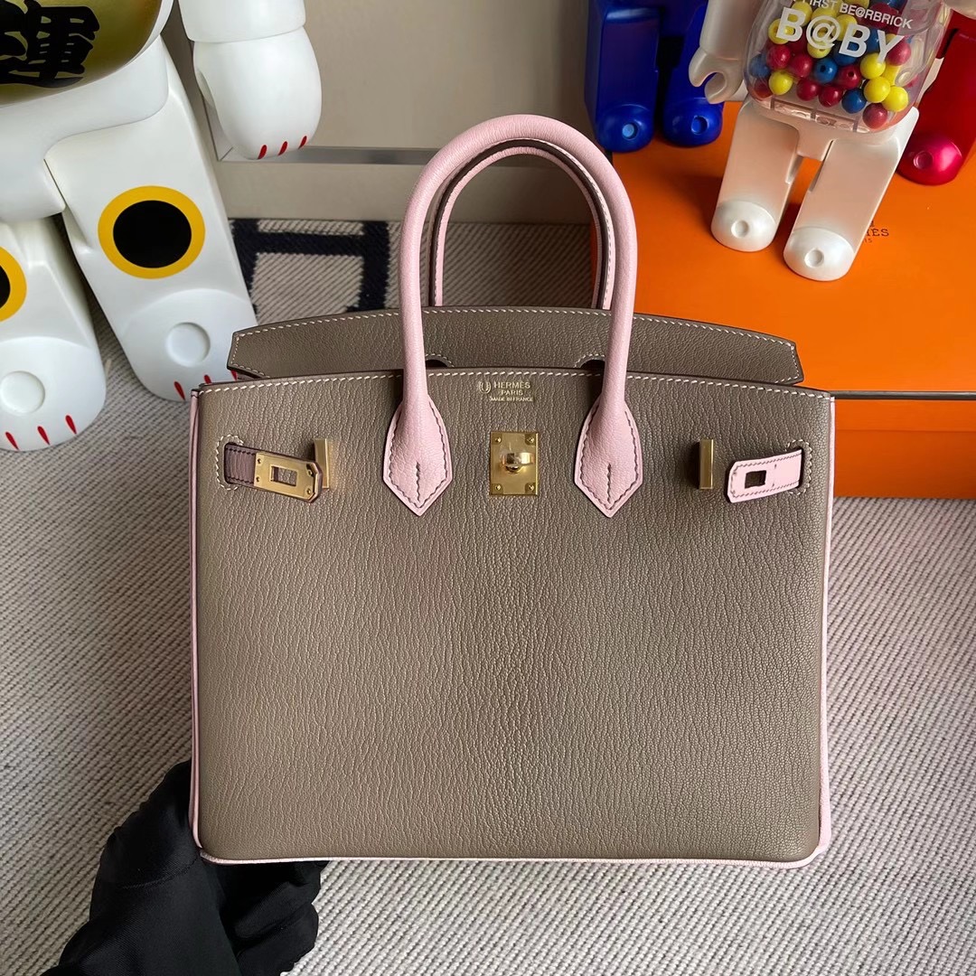 香港東區北角 柴灣 Hermes Birkin 25cm HSS Chevre Mysore CK18 Etoupe 3Q Rose Sakura