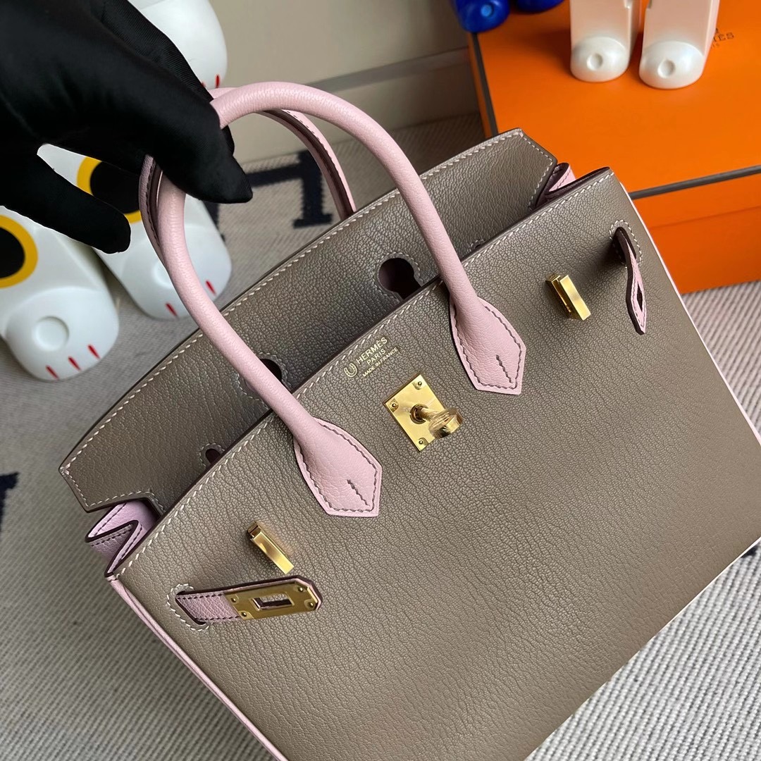 香港東區北角 柴灣 Hermes Birkin 25cm HSS Chevre Mysore CK18 Etoupe 3Q Rose Sakura