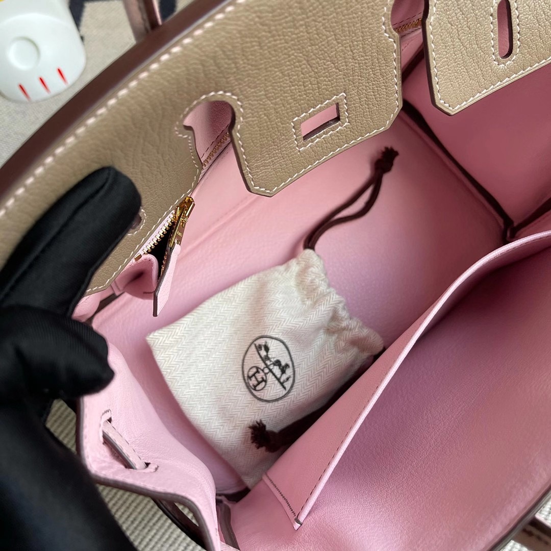 香港東區北角 柴灣 Hermes Birkin 25cm HSS Chevre Mysore CK18 Etoupe 3Q Rose Sakura