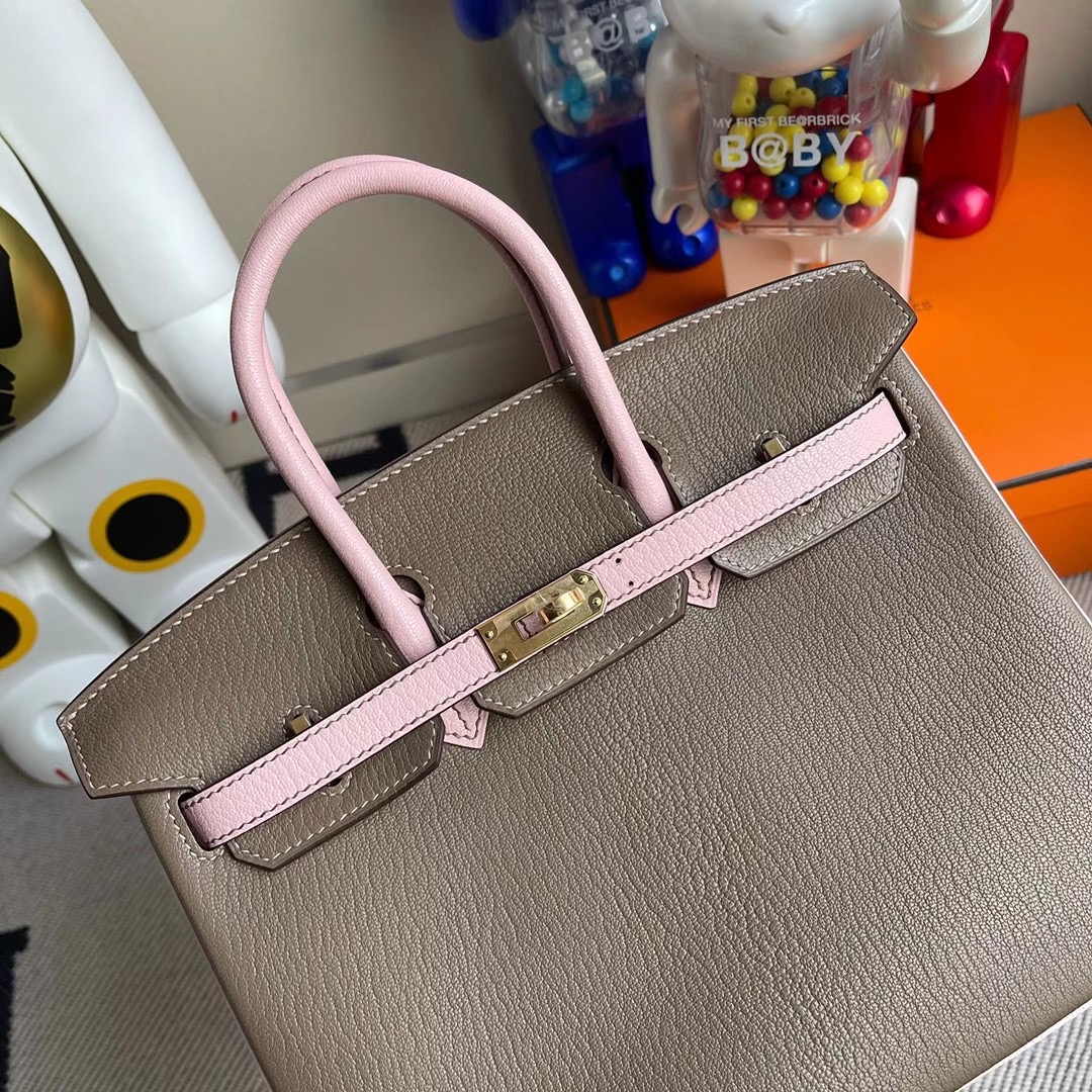 香港東區北角 柴灣 Hermes Birkin 25cm HSS Chevre Mysore CK18 Etoupe 3Q Rose Sakura