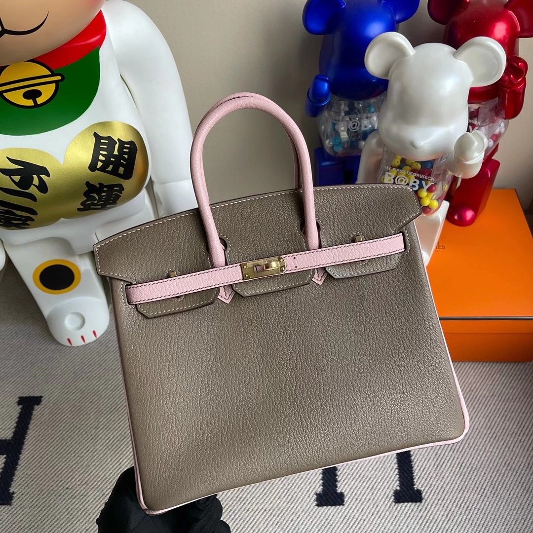 香港東區北角 柴灣 Hermes Birkin 25cm HSS Chevre Mysore CK18 Etoupe 3Q Rose Sakura