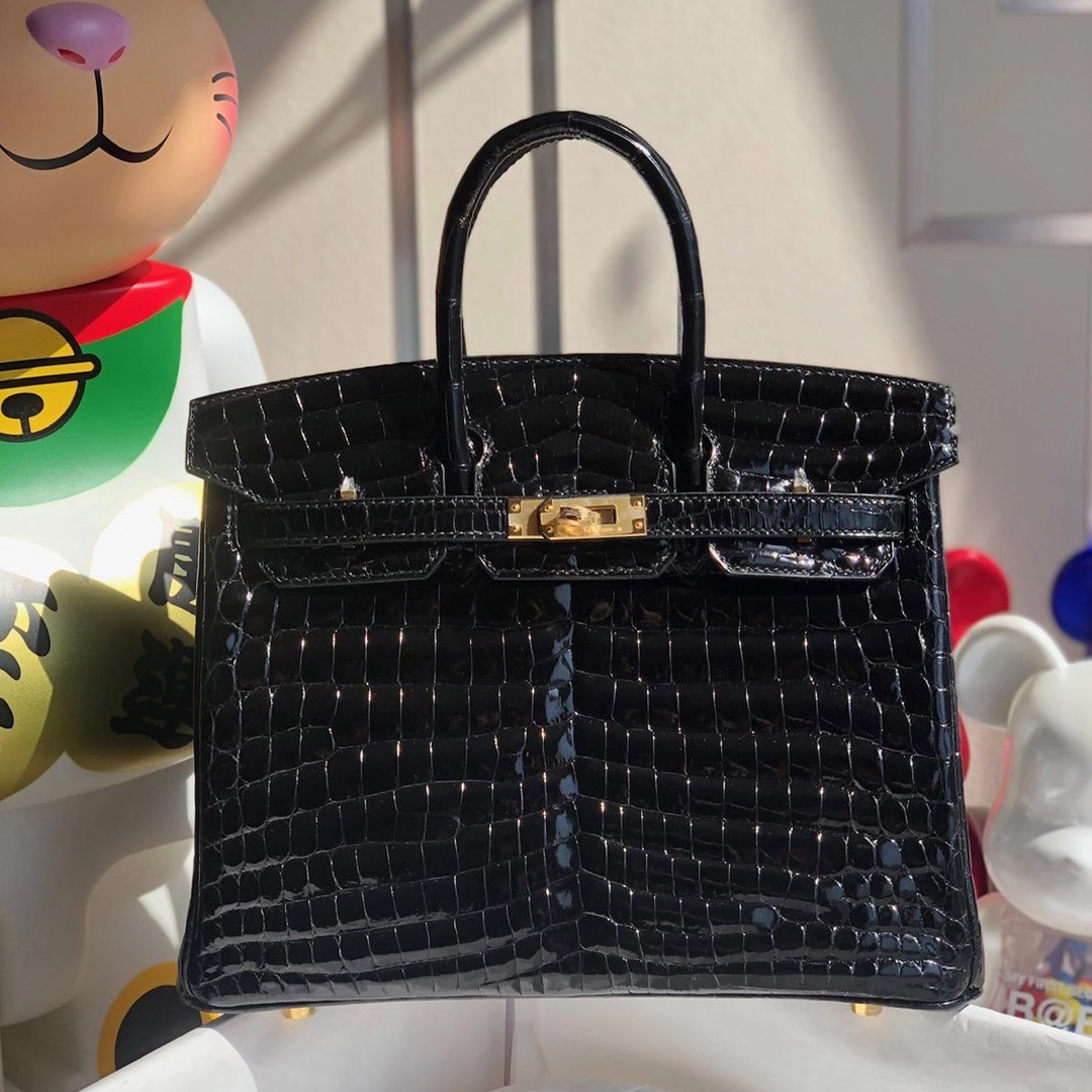 香港西貢區清水灣愛馬仕鉑金包 Hermes Birkin 25cm CK89 Noir 黑色 亮面尼羅供珠鱷魚