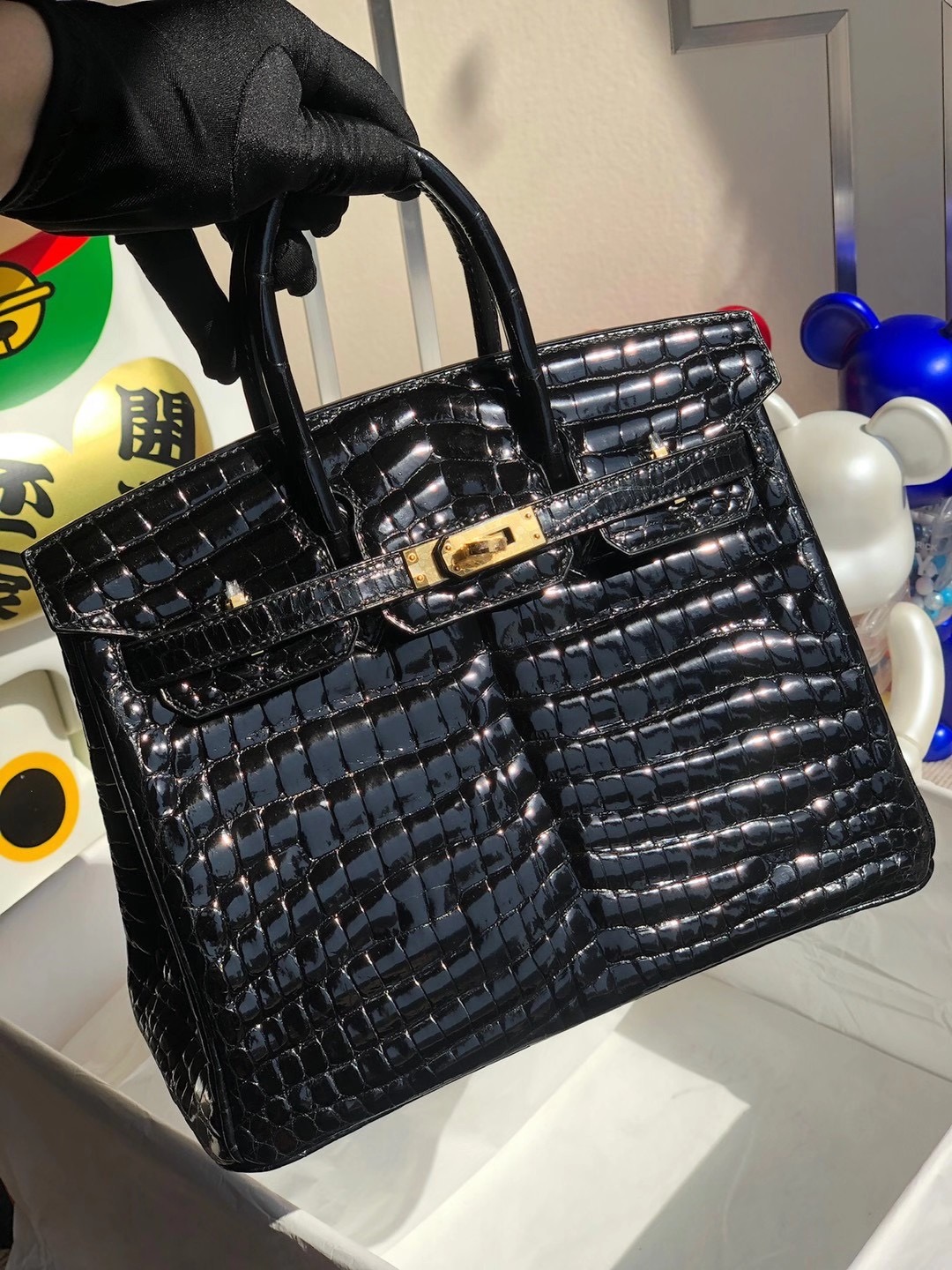 香港西貢區清水灣愛馬仕鉑金包 Hermes Birkin 25cm CK89 Noir 黑色 亮面尼羅供珠鱷魚