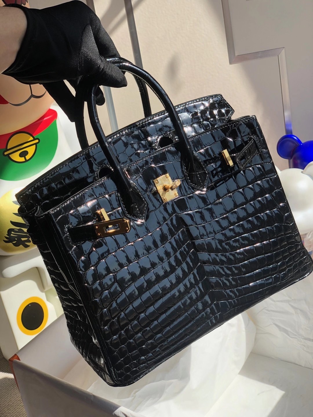 香港西貢區清水灣愛馬仕鉑金包 Hermes Birkin 25cm CK89 Noir 黑色 亮面尼羅供珠鱷魚