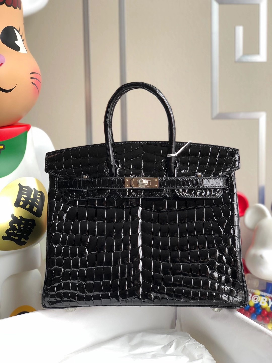 香港西貢區清水灣愛馬仕鉑金包 Hermes Birkin 25cm CK89 Noir 黑色 亮面尼羅供珠鱷魚