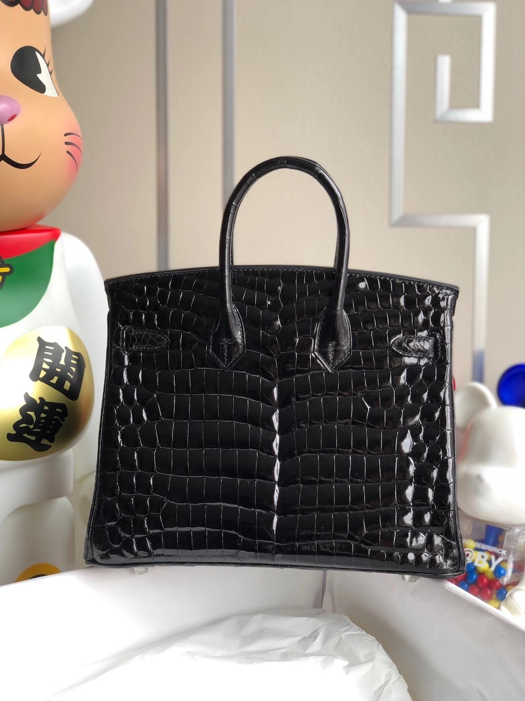 香港西貢區清水灣愛馬仕鉑金包 Hermes Birkin 25cm CK89 Noir 黑色 亮面尼羅供珠鱷魚