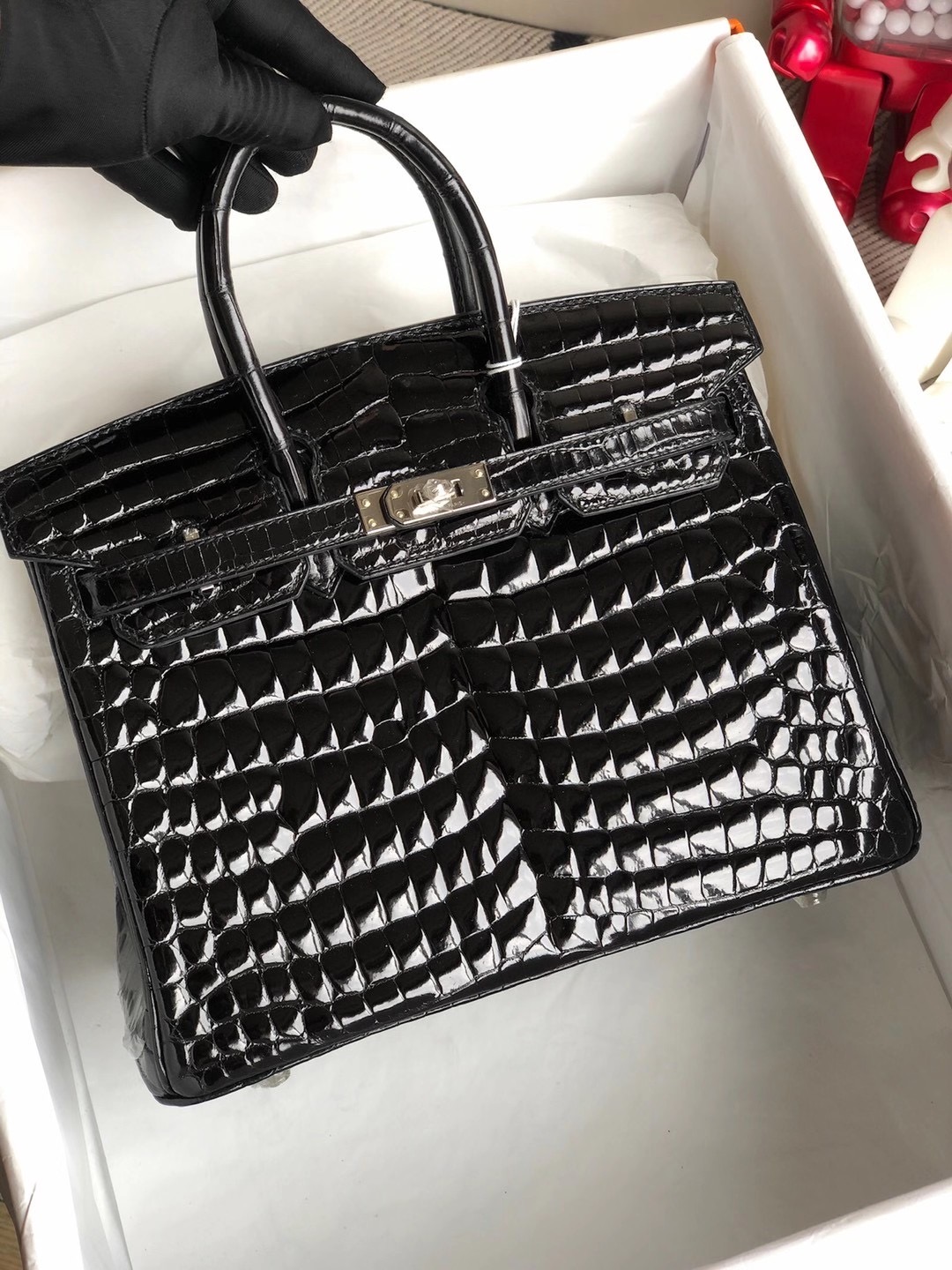 香港西貢區清水灣愛馬仕鉑金包 Hermes Birkin 25cm CK89 Noir 黑色 亮面尼羅供珠鱷魚