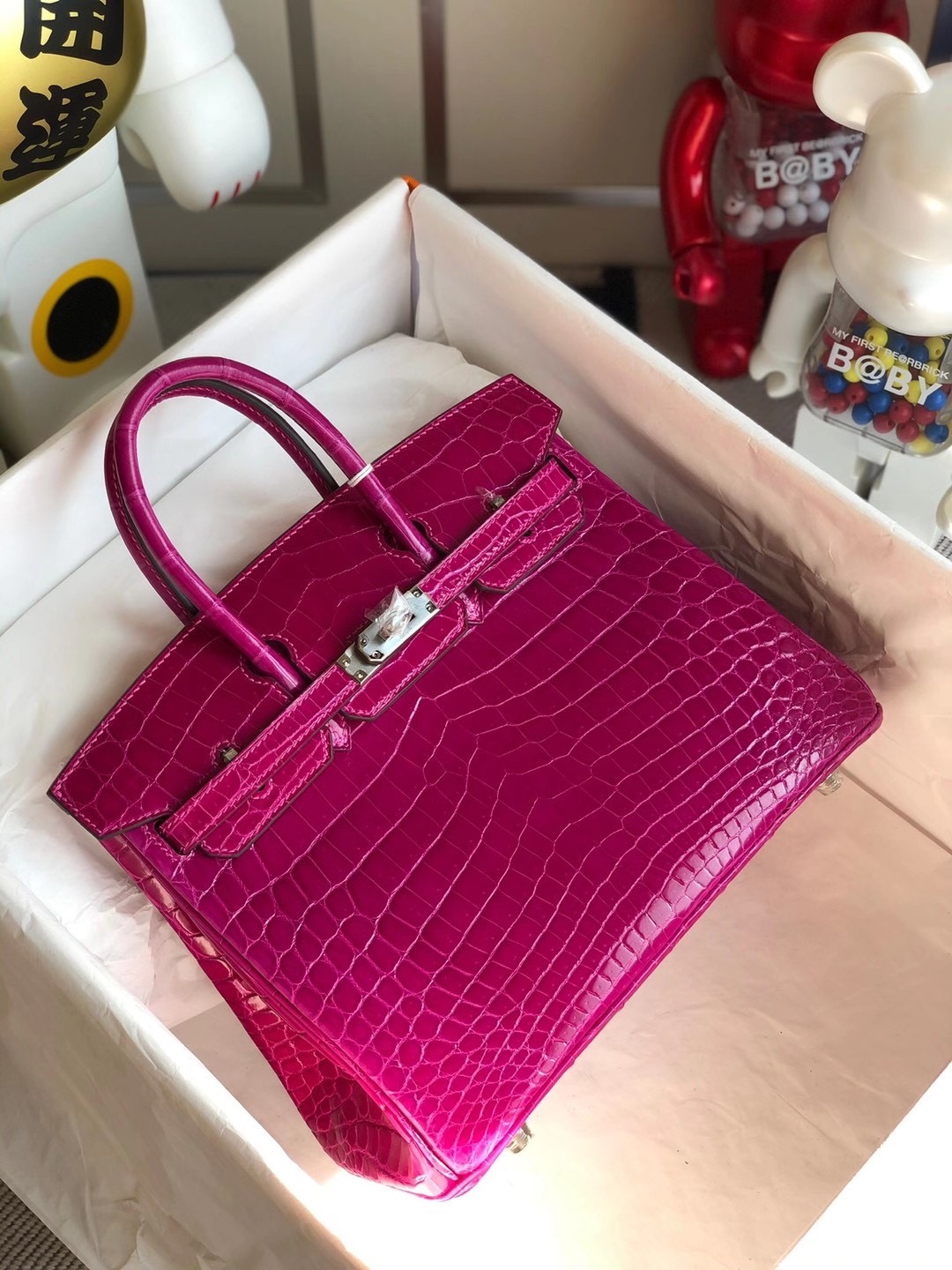 Hong Kong Hermès Birkin 25cm 亮面兩點尼羅鱷魚 J5 Rose Shéhérazade 天方夜譚粉紫
