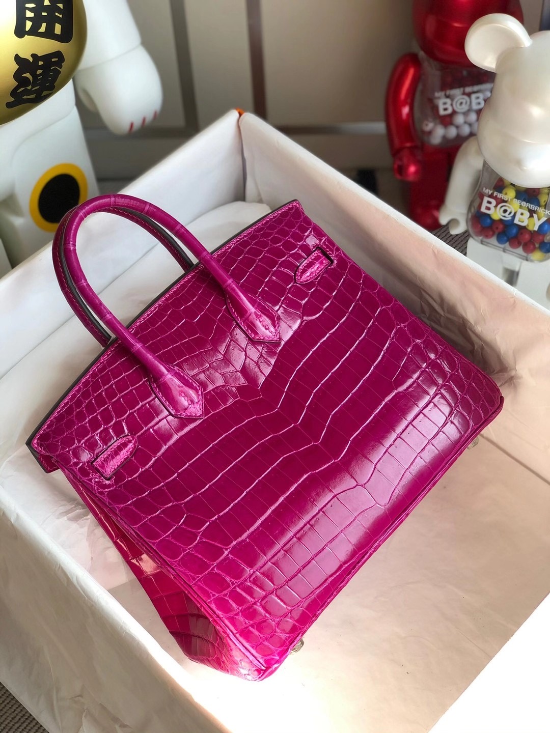 Hong Kong Hermès Birkin 25cm 亮面兩點尼羅鱷魚 J5 Rose Shéhérazade 天方夜譚粉紫